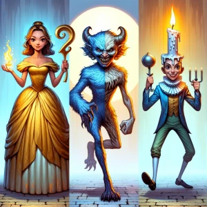 Create an image in the style of Disney, depicting characters fro...