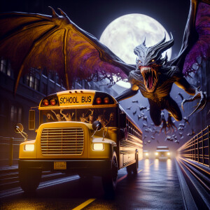 terrifying creature from Jeepers Creepers soaring above a yellow...