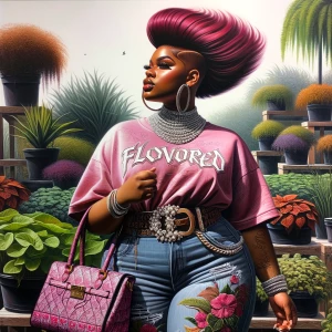 16K abstract oil painting of a beautiful regal plus-size caramel...