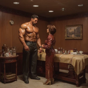 Hyperrealistic digital painting of a muscular Russian man in his...