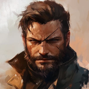 Create a selfie for video game character Big Boss from Metal Gea...