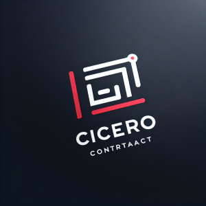 As a logo for a modern contract platform, draw the word Cicero,...