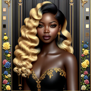 Create a vertical 3-D portrait of a light-skinned African-Americ...