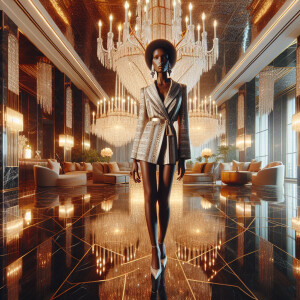 o	In the opulent splendor of an Art Deco penthouse, an elegant L...