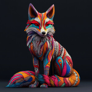 Create a 3D rendering that features an array of a vibrantly-colo...