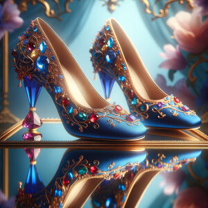 Imagine a pair of enchanting shoes, each a mirror image of the o...