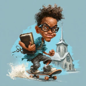 Create a humorous, caricature, image featuring an attractive you...