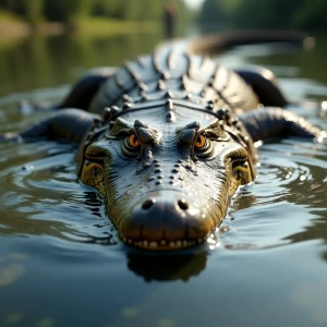 Create an ultra-realistic 8K HDR image of an alligator parting t...