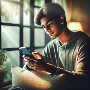 Generate an image of a photorealistic, tech-savvy 19-year-old wi...
