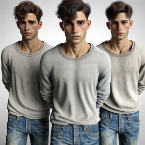 3 male Caucasian teenagers. walk. (((All three  have their hands...