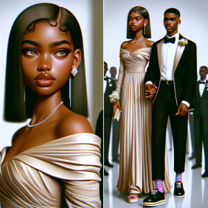 3-D image of a beautiful light skin, African-American young woma...