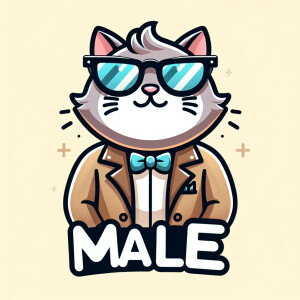A cartoon of a male cat with sunglasses