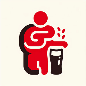 Red bread man Guinness pint in hand