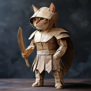 cat in gladiator role in carton style