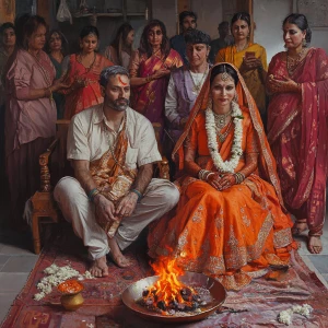 Photorealism.a beefy muscular sweaty  criminal man ,sitting besi...