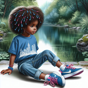 Design a digital art piece depicting a three-year-old African Am...