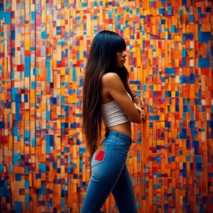 Vividly stunning Teen Hispanic pretty girl thin, long hair and b...