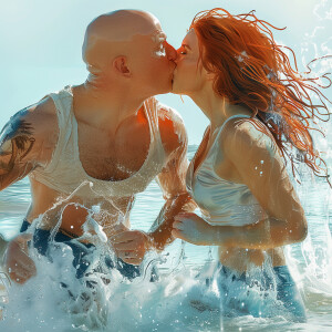 A photorealistic high resolution image. Light ginger haired fema...