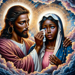 Ensure that the image distinctly represents both Jesus Christ an...