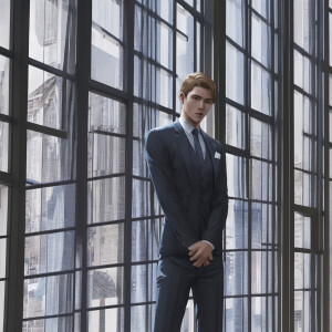 Mans suit made of window panes