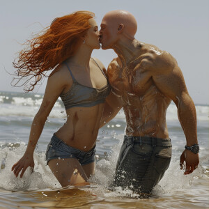 A photorealistic high resolution image. Light ginger haired fema...