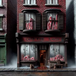 A squat, broad building with deep red brick walls, its ground fl...