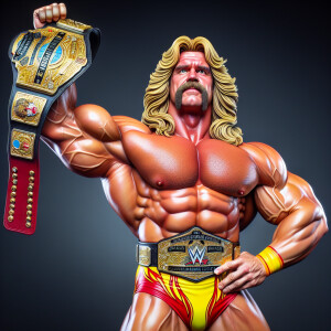 Hulk Hogan wearing his championship belt ,ultra-detailed ultra-r...