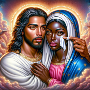 Ensure that the image distinctly represents both Jesus Christ an...