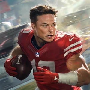 Elon Musk NFL player in action, gta art style