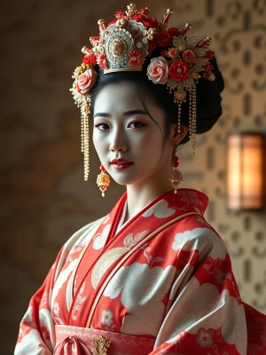 Generate a full body photo, highly detail of a beautiful bride i...