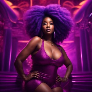 Design a captivating, full-body image of a charming and curvaceo...