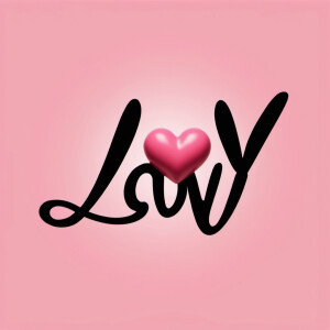 3D image of the words LUV LIYAH in black cursive font, there is...