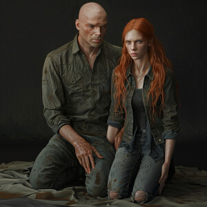 A photorealistic high resolution image. Light ginger haired fema...