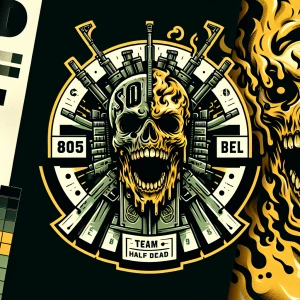 Create a professional ,  horror-themed circular brand logo featu...