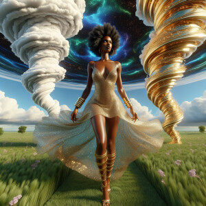 3D image of a beautiful LIGHT SKIN African American woman she wa...