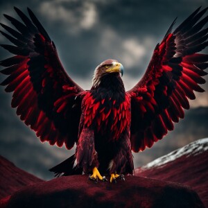 Eagle pic using red and black colour