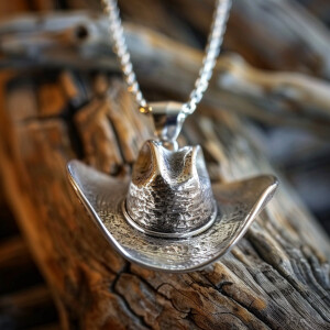 Beautifully crafted sterling silver cowboy hat pendant, perfect...