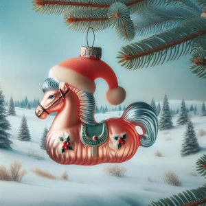 Photorealistic A photo of a 1950s kitschy blown glass Christmas...