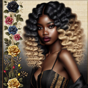 Create a vertical 3-D portrait of a light-skinned African-Americ...