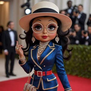 Black American Betty Boop with dark brown hazelnut skin, and lon...
