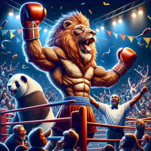 Roaring from the center of the ring, we have a triumphant creatu...