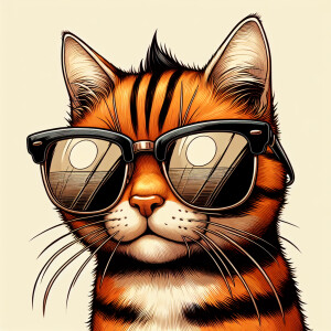 A cartoon of a male cat with sunglasses