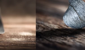 A minimalist Japanese zen composition with soft silver foil gent...
