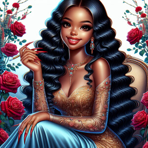 Create a realistic airbrushed illustration of a young, smiling,...