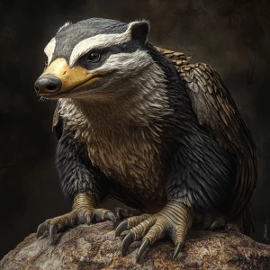 Badger , body of a alligator, head of a badger , feet of a eagl...