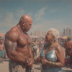 A muscular, beefy, sweaty, dangerous American criminal man talki...