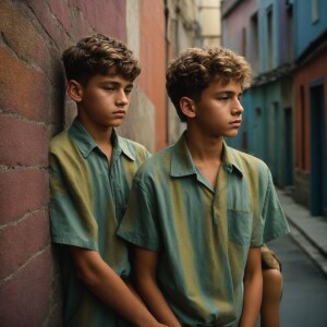 ultra realistic, award winning photo of Two Caucasian males, age...