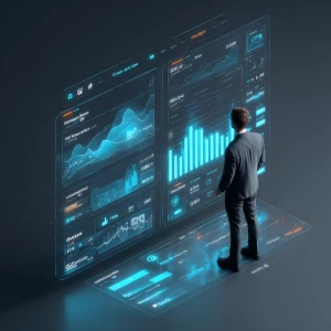 Create a futuristic and professional social media graphic illust...
