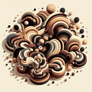 Create a vivid 3-D illustration of abstract art in shades of bro...