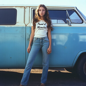 Color film photograph from 1975 of a beautiful, thin, 23-year-ol...